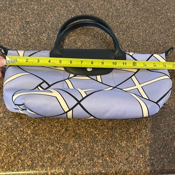 LONGCHAMP PARIS FRANCE LADIES Geometric Purple Black TOTE Handbag-RARE! - Picture 5 of 16